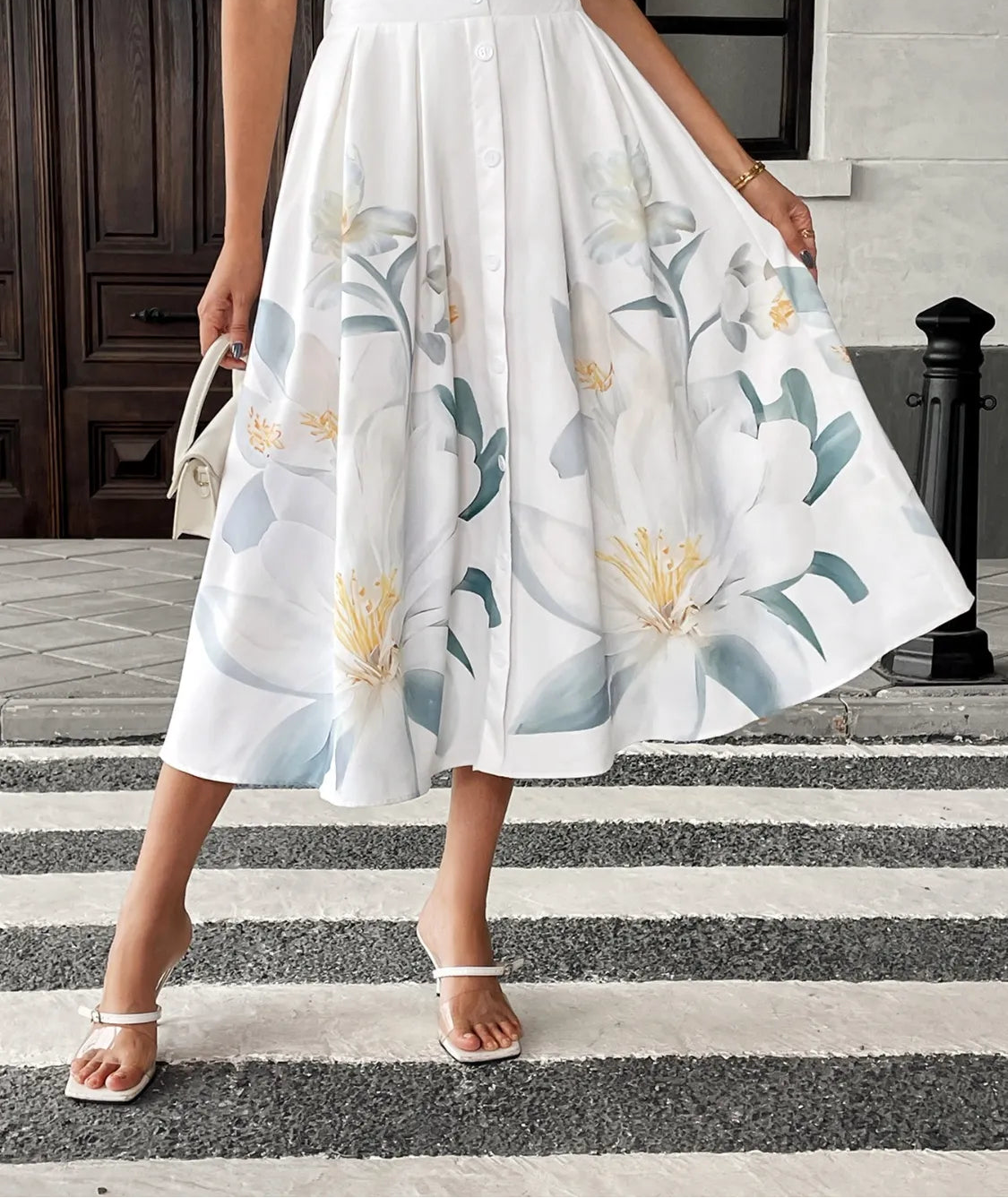 Floral Print Midi Skirt