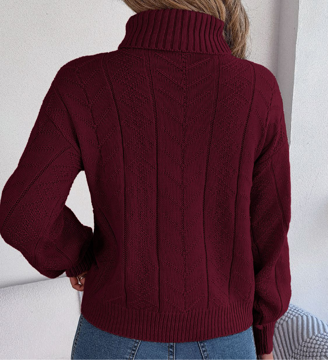 Cable-Knit Turtleneck Sweater