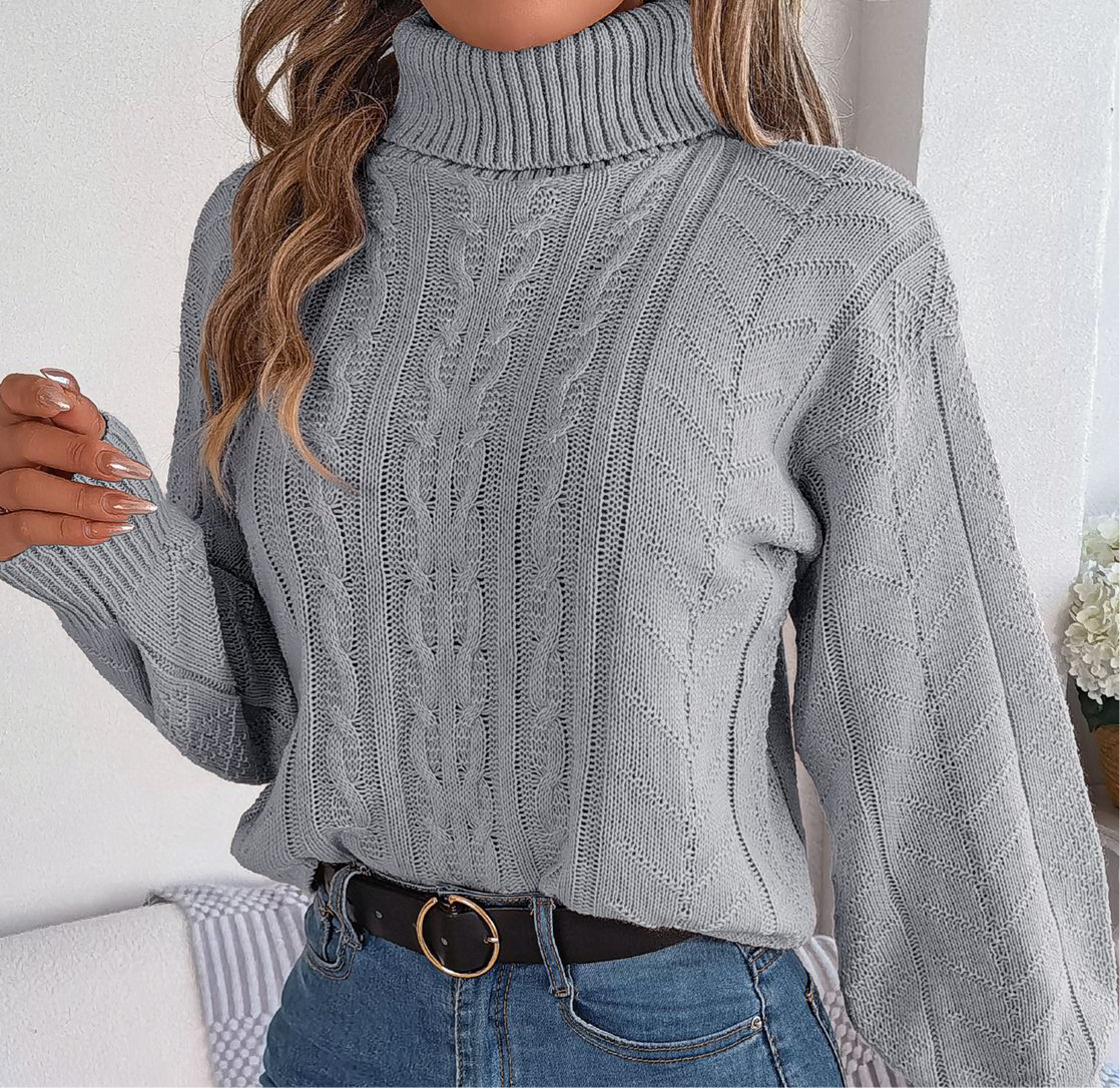 Cable-Knit Turtleneck Sweater