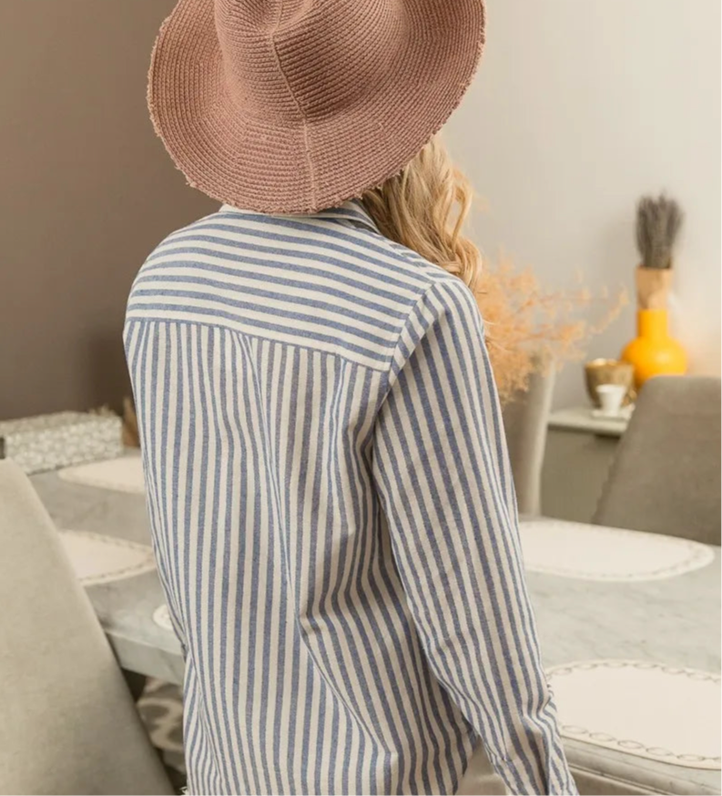 Stripe Shirt Button Down Top