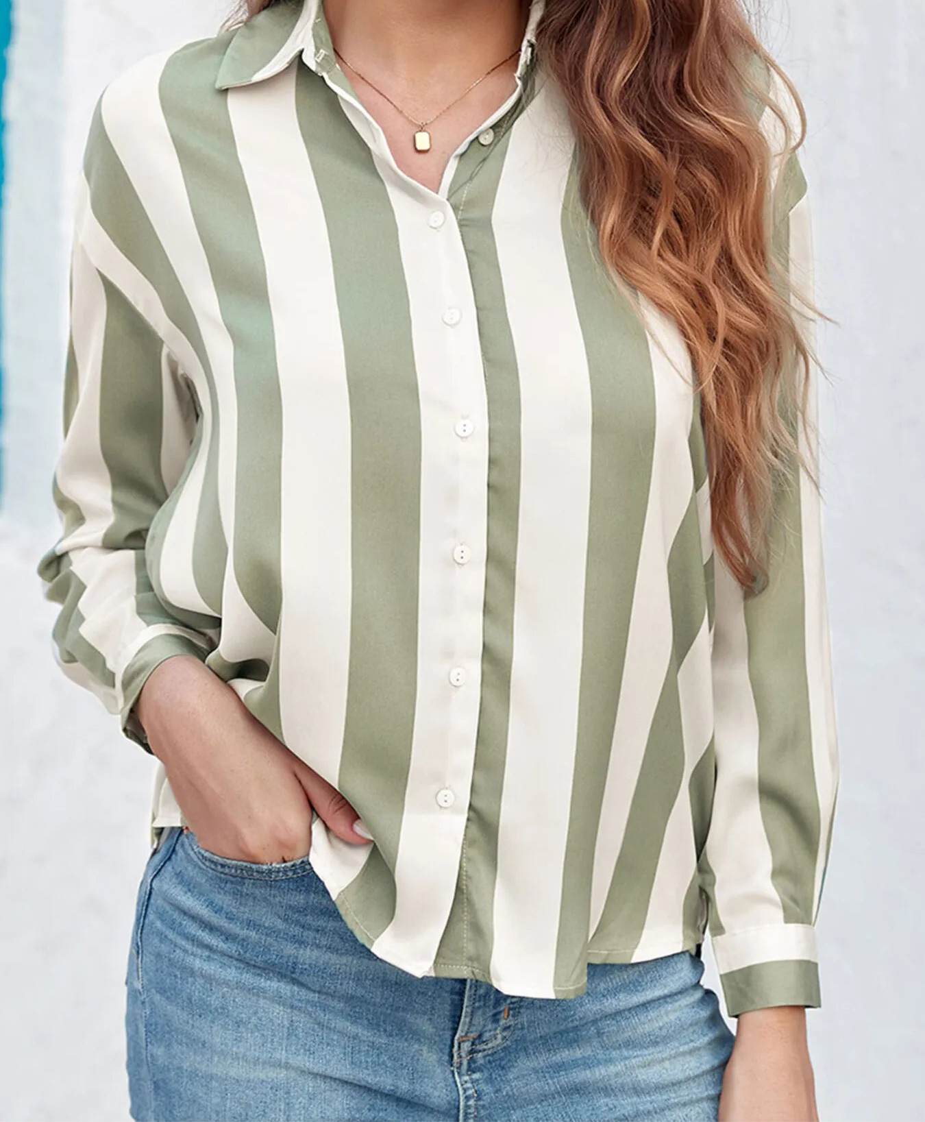 Striped Relaxed Button Up Shirt