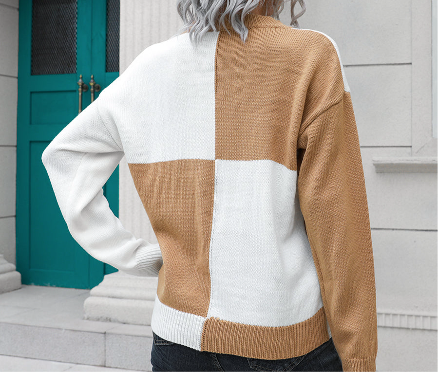Contrast Drop Shoulder Sweater