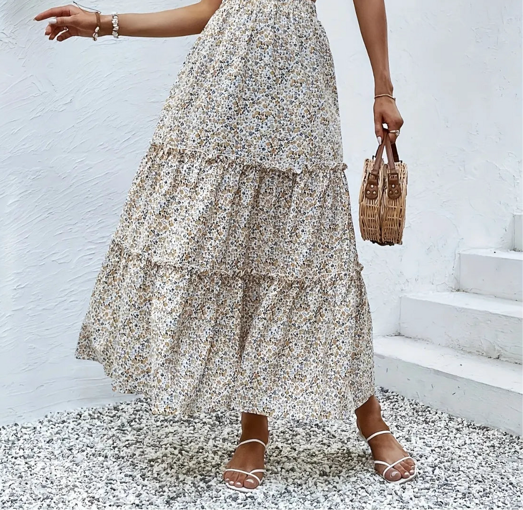 Frill Tiered Printed Skirt