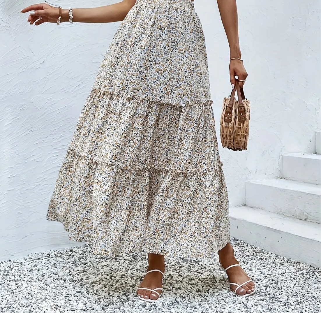 Frill Tiered Printed Skirt