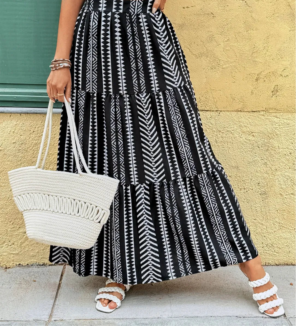 Printed High Waist Skirt