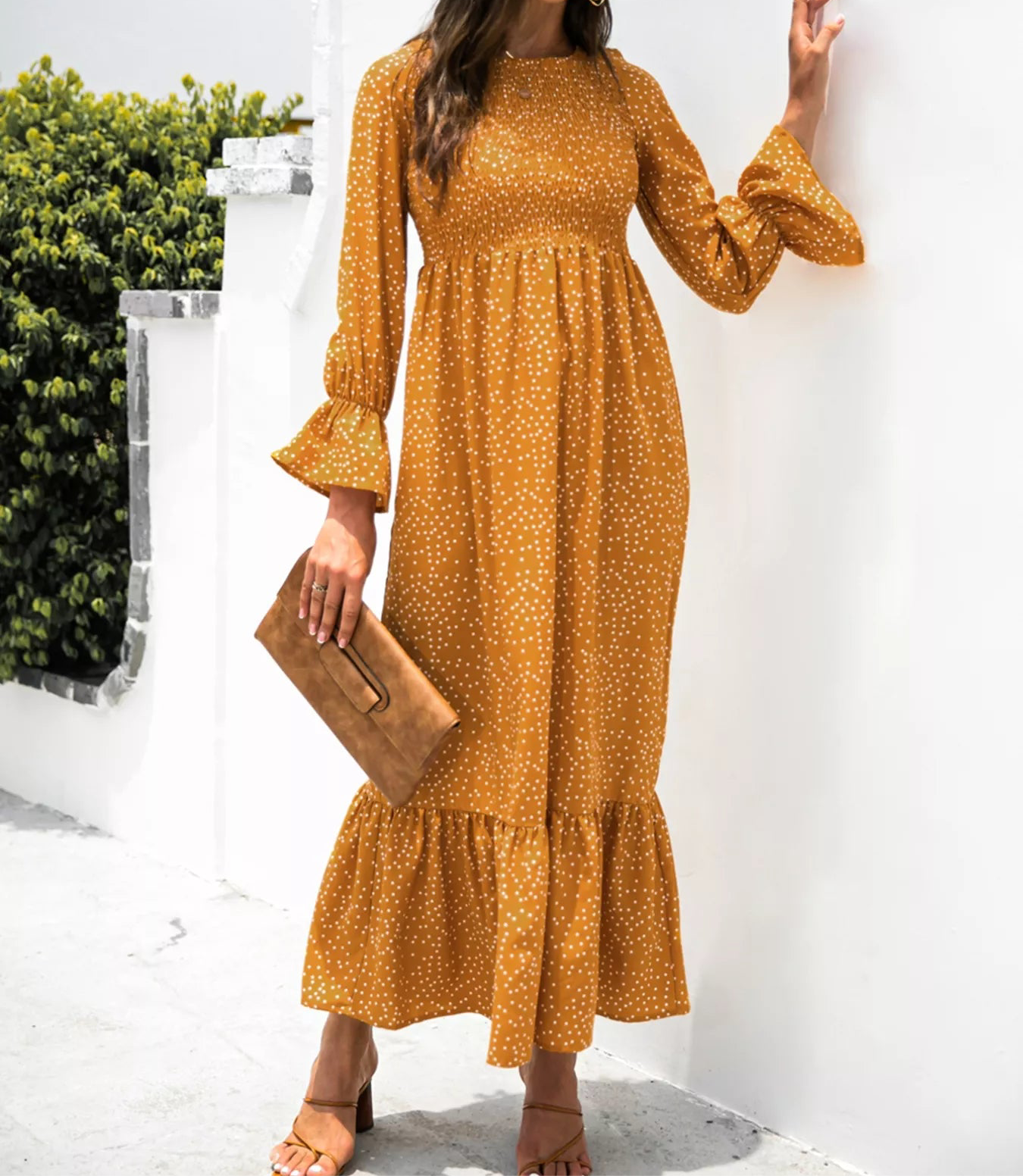 Ruffled Hem Flounce Sleeve Dress
