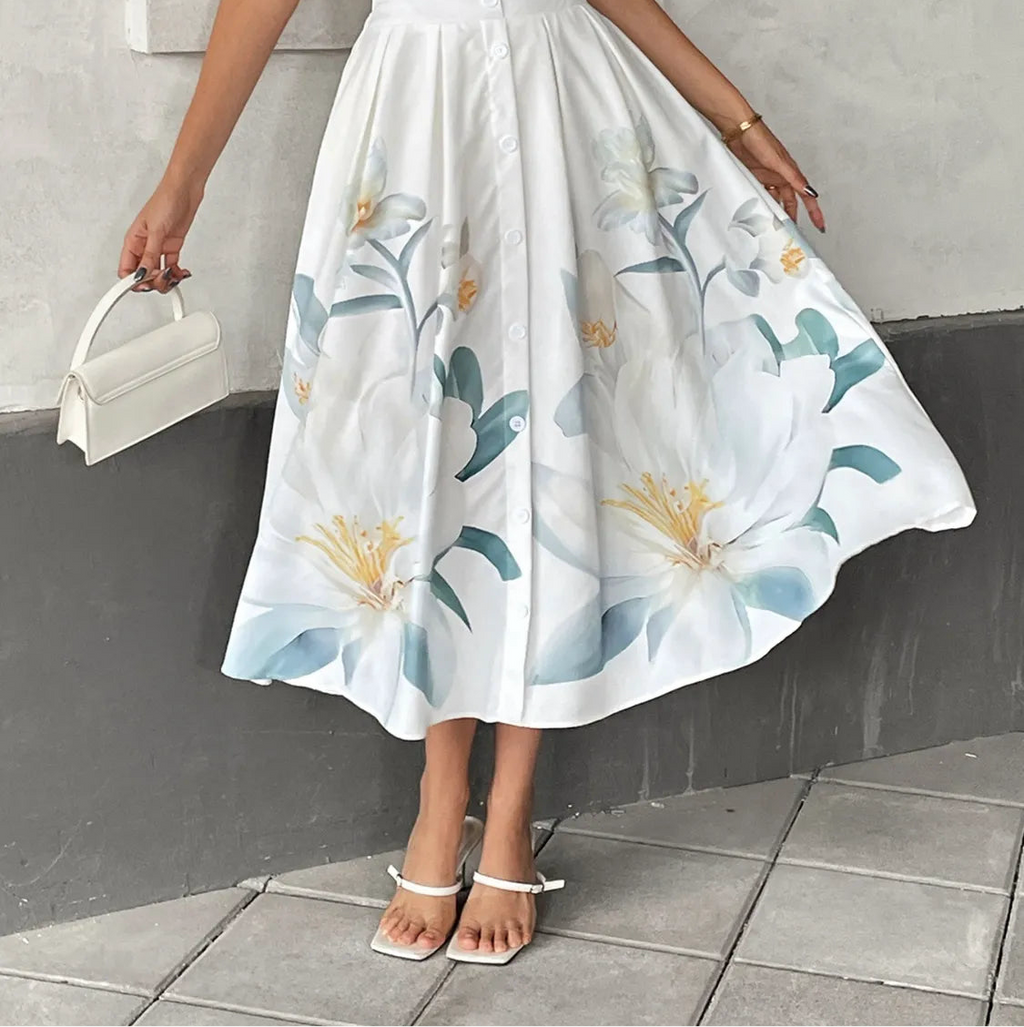 Floral Print Midi Skirt