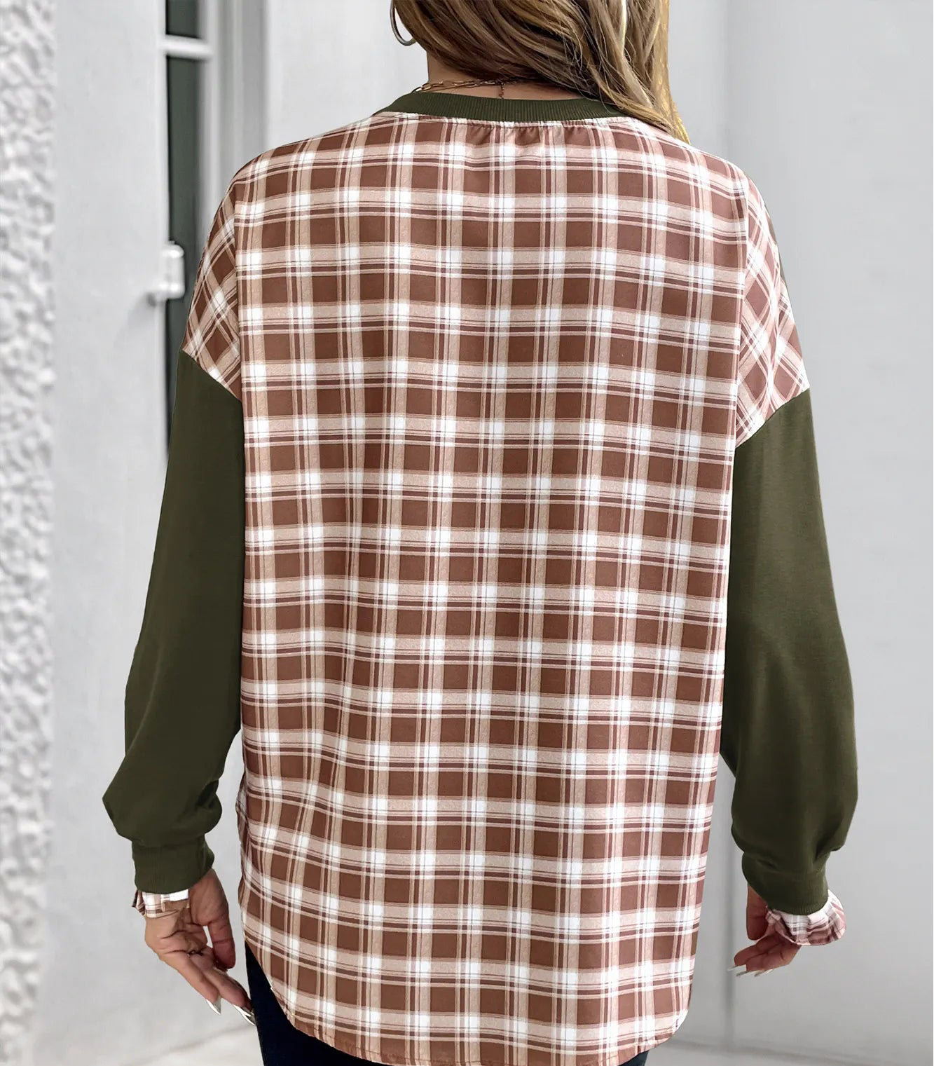 Plaid Long Sleeve Sweatshirt