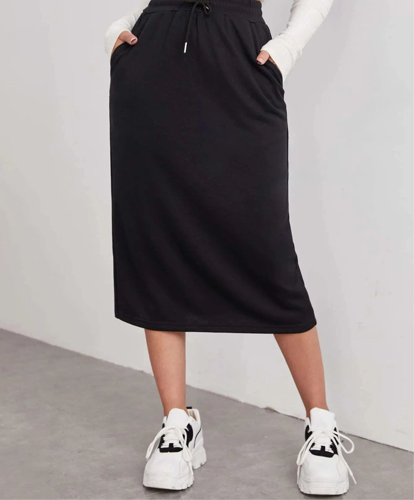 Drawstring Midi Skirt