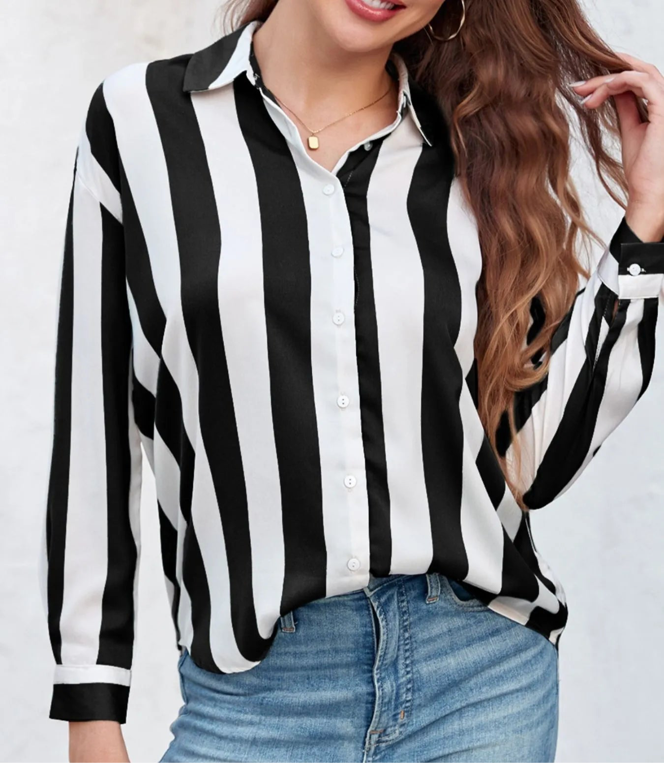 Striped Relaxed Button Up Shirt