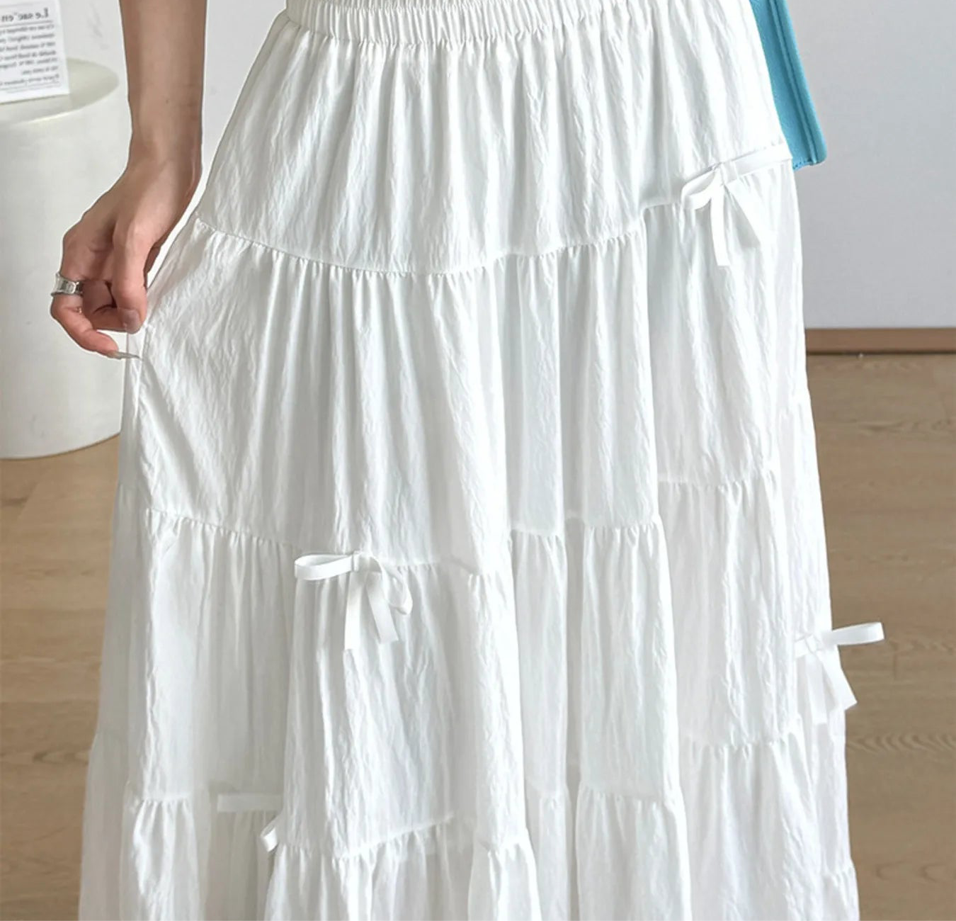 Tiered Elastic Waist Maxi Skirt