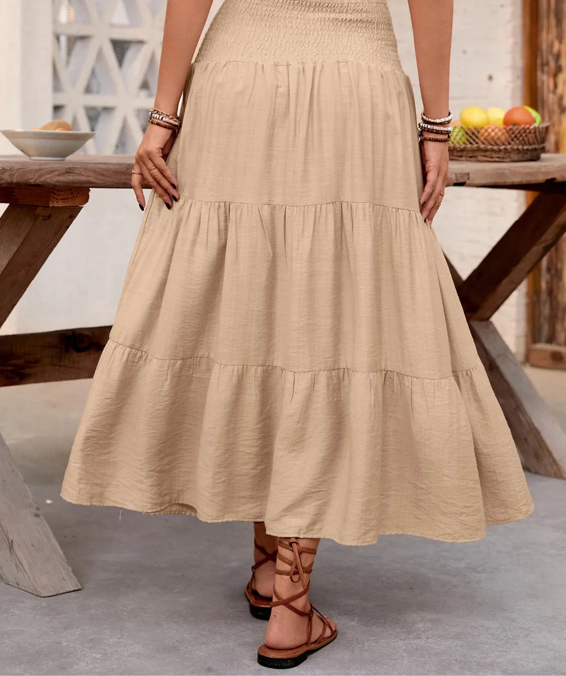 Smocked Tiered Skirt