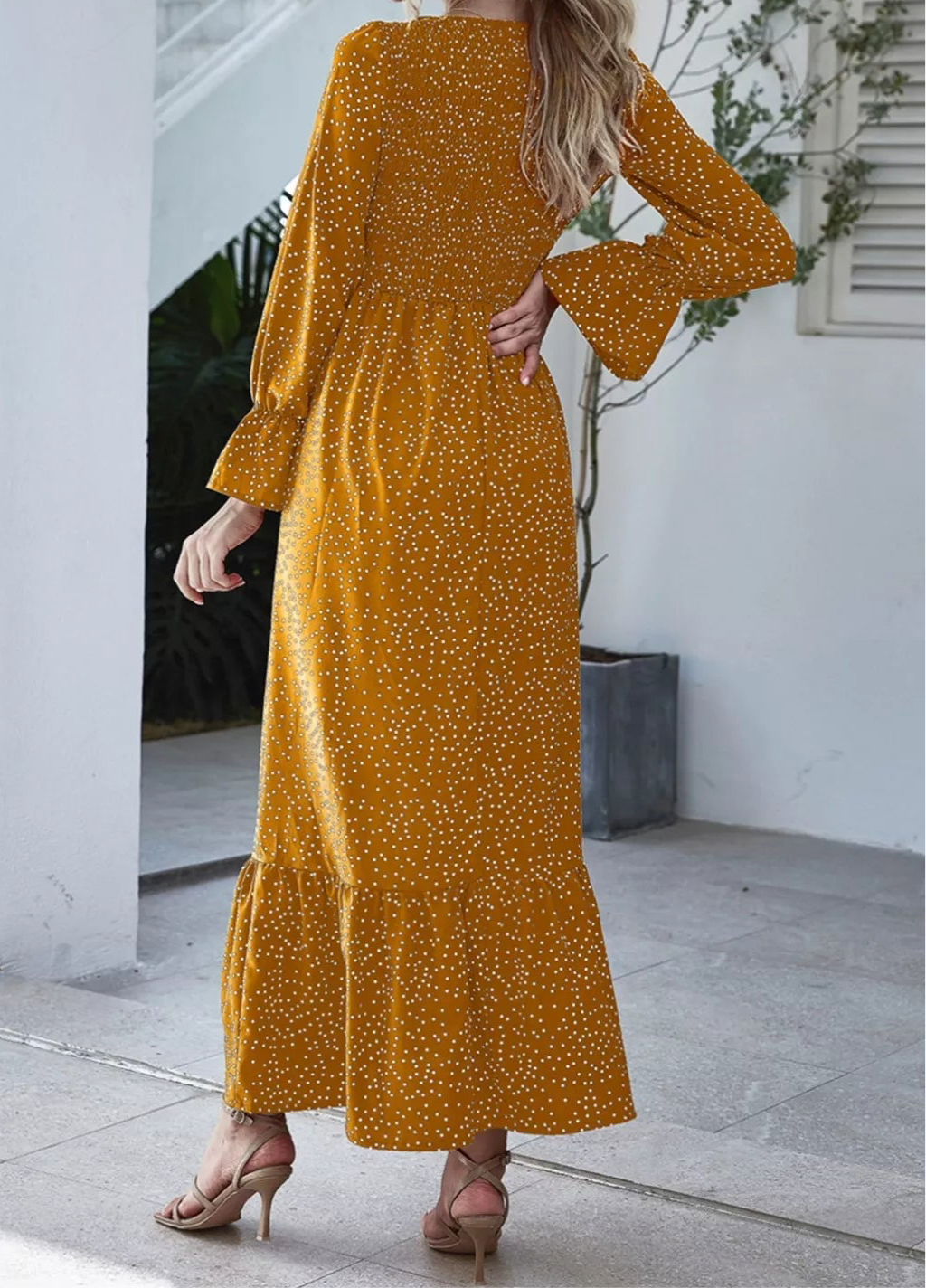 Ruffled Hem Flounce Sleeve Dress