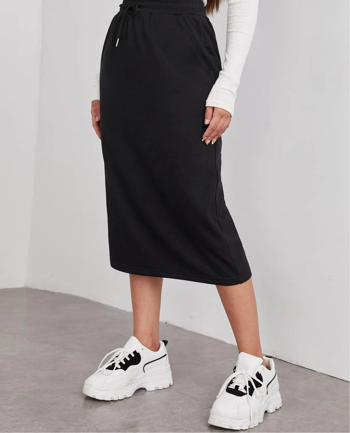 Drawstring Midi Skirt