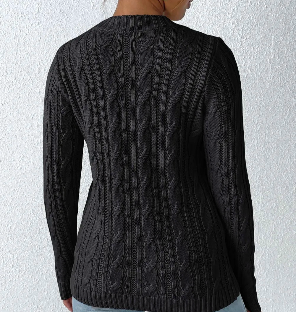 Cable-Knit Round Neck Sweater
