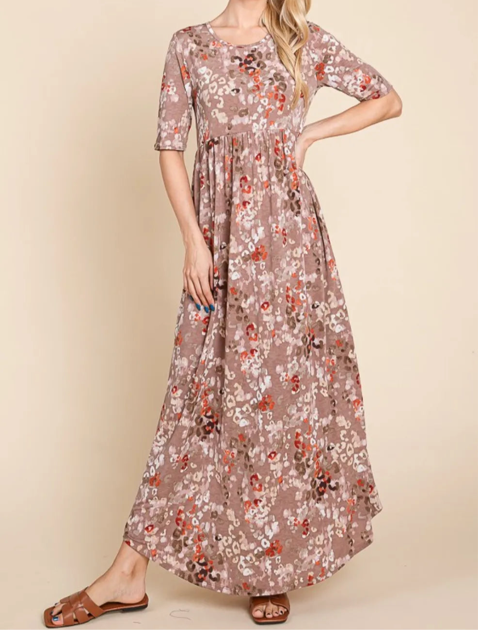 Printed Shirred Maxi Dress