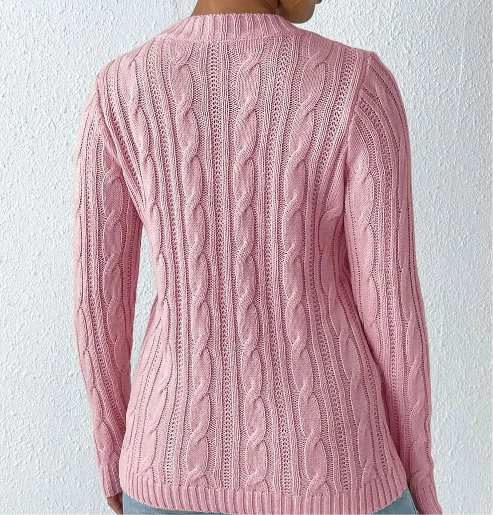 Cable-Knit Round Neck Sweater
