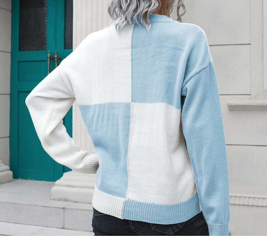 Contrast Drop Shoulder Sweater