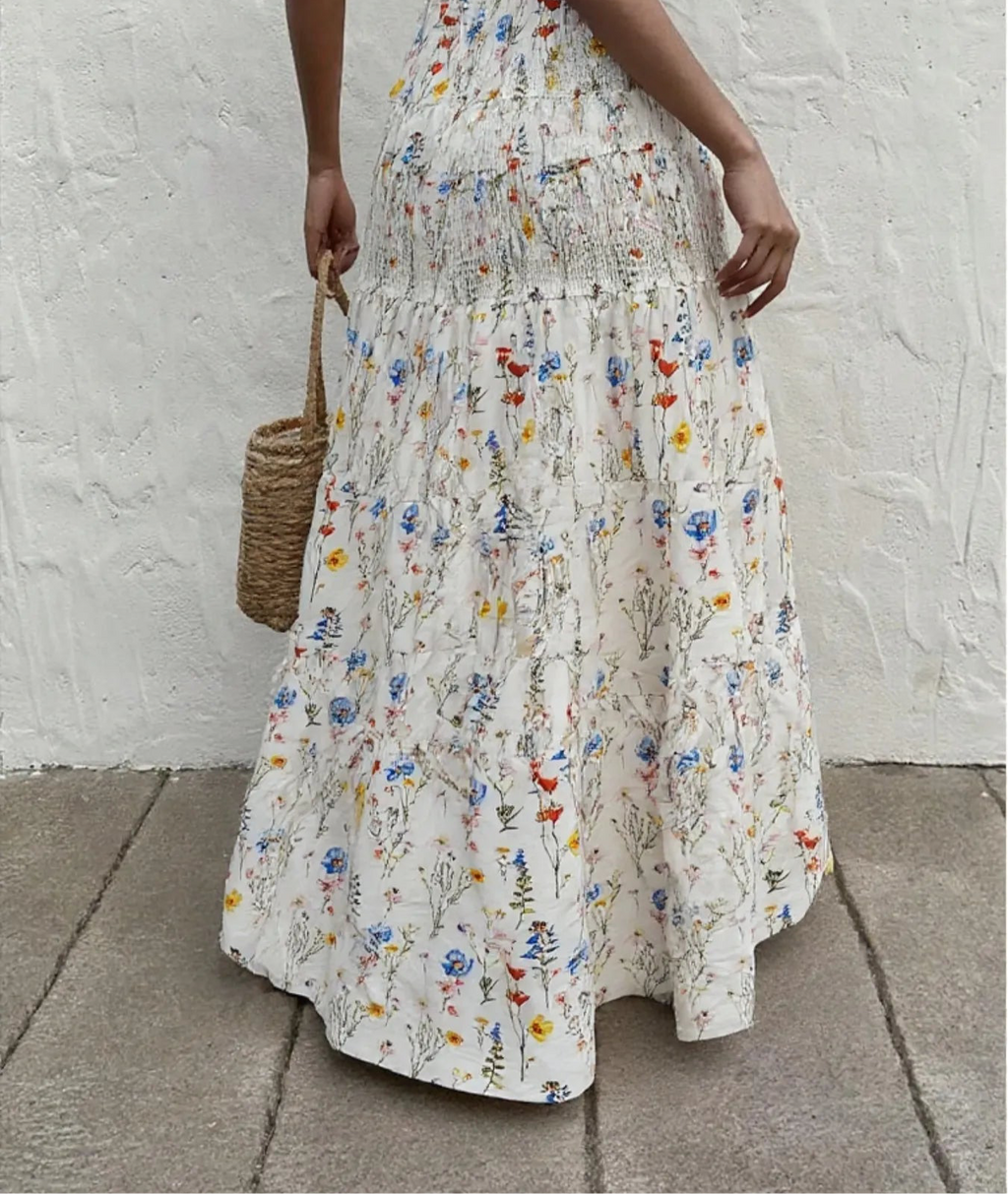 Floral Tiered Maxi Skirt