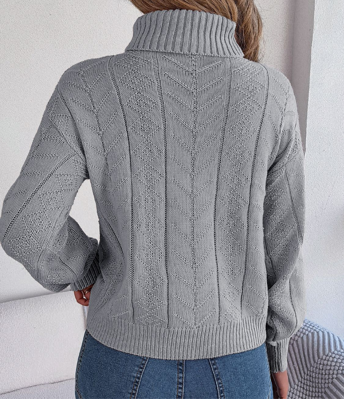 Cable-Knit Turtleneck Sweater
