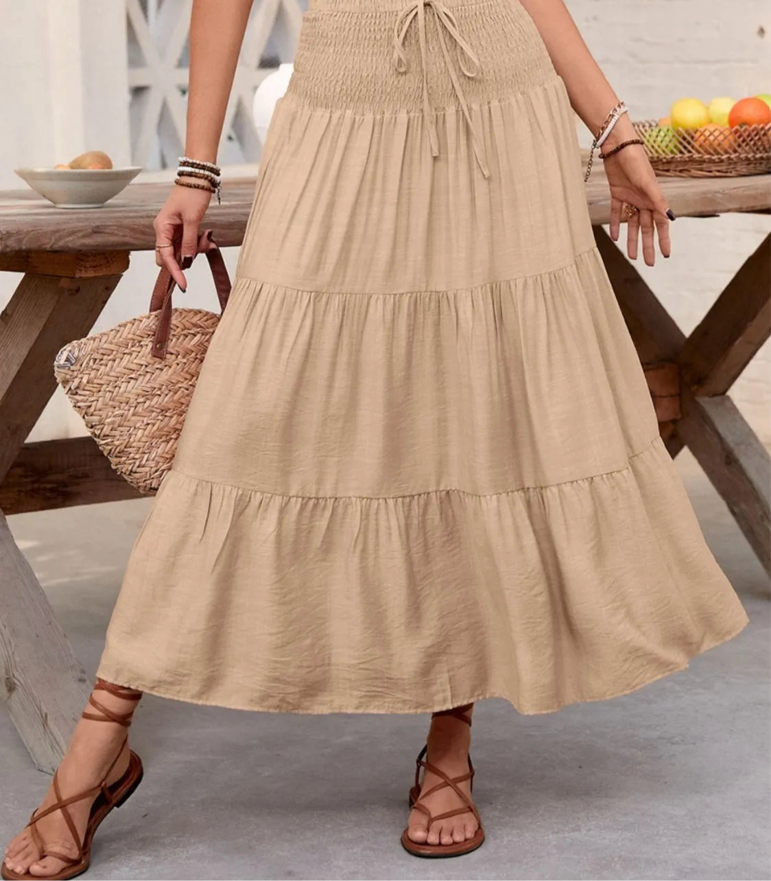 Smocked Tiered Skirt