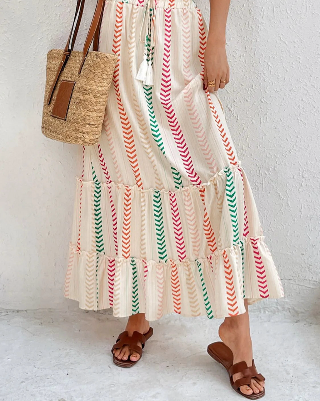 Frill Printed Maxi Skirt