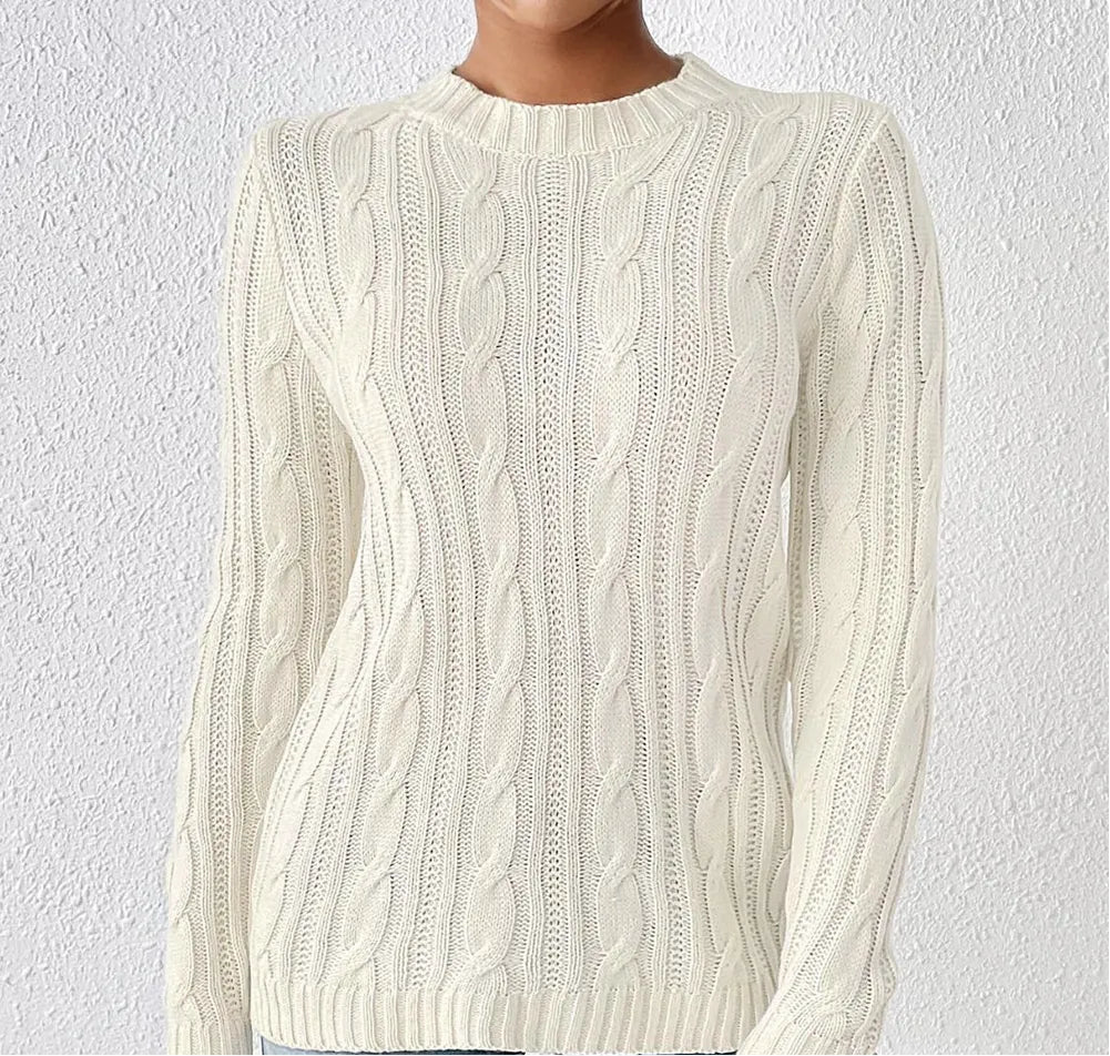 Cable-Knit Round Neck Sweater