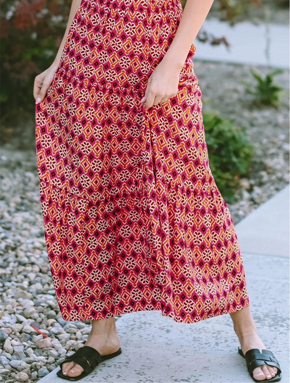 Printed Tiered Maxi Skirt