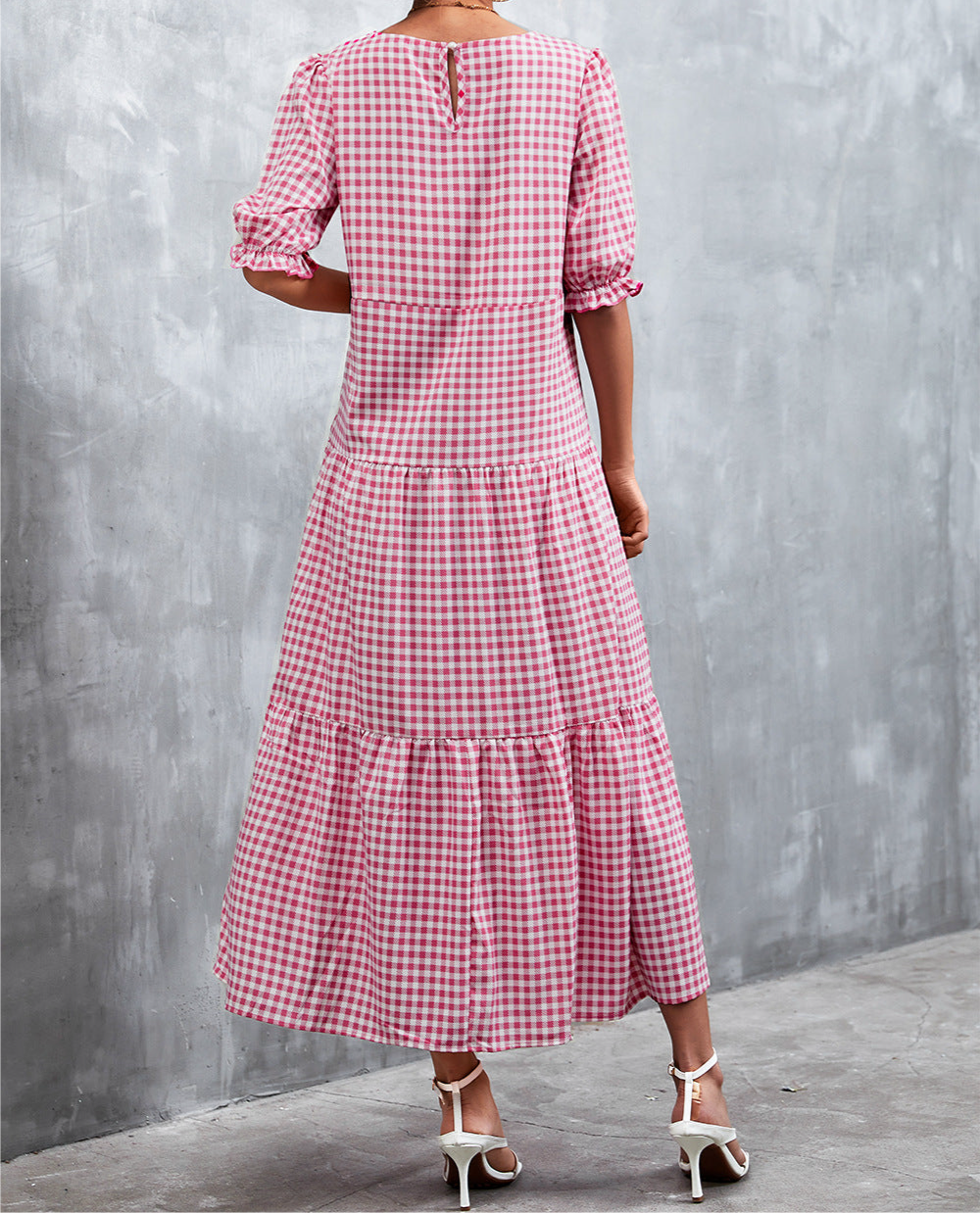 Printed Flounce Sleeve Tiered Dress