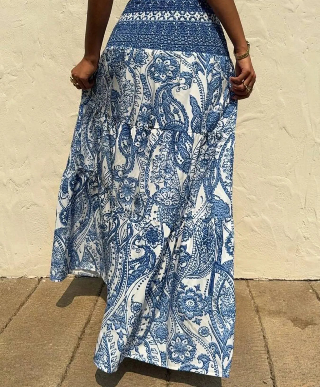 Printed Tiered Maxi Skirt