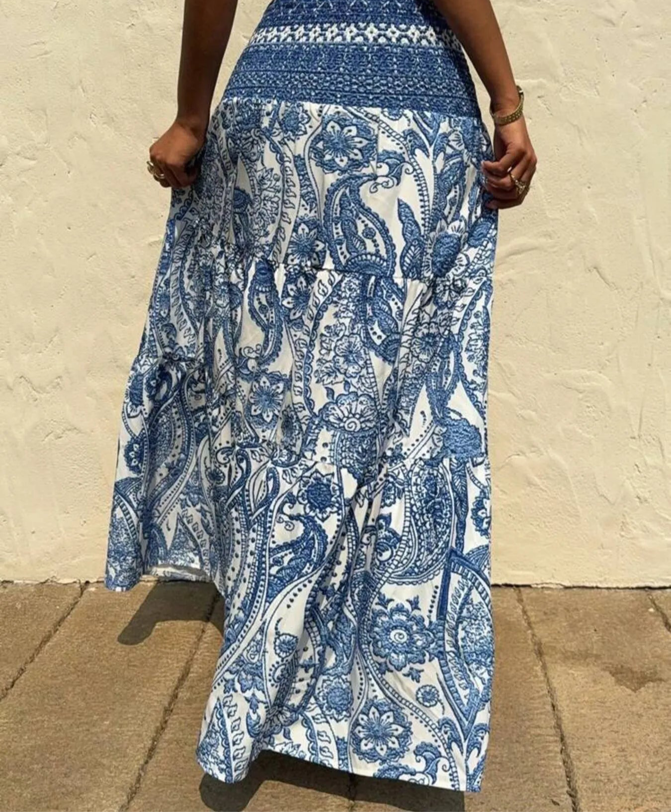 Printed Tiered Maxi Skirt