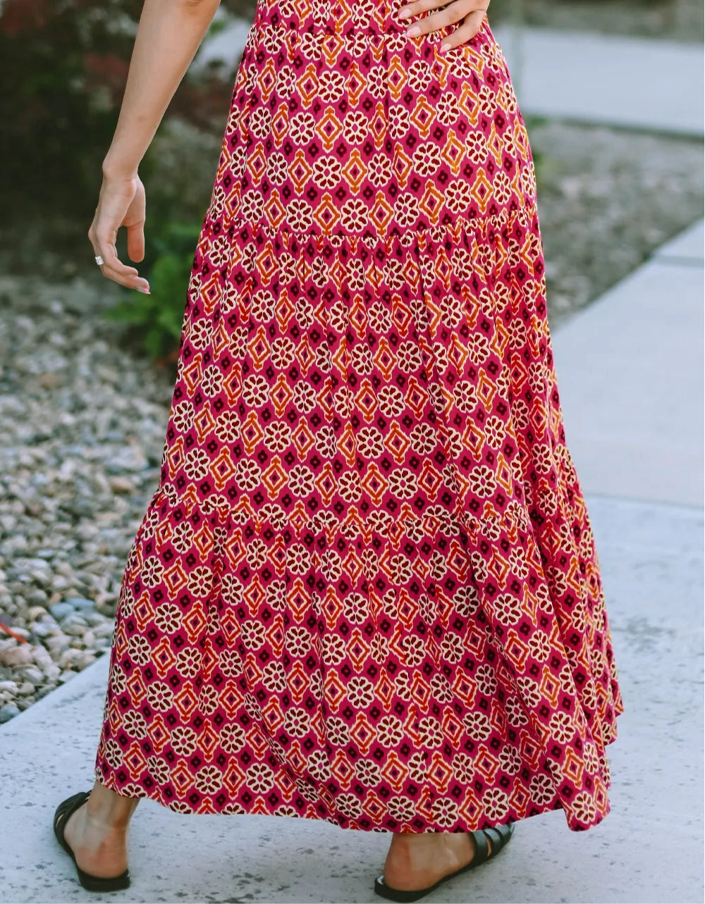 Printed Tiered Maxi Skirt