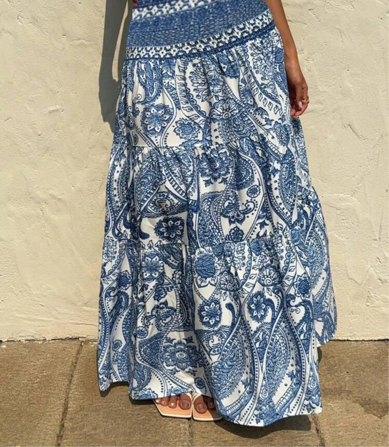 Printed Tiered Maxi Skirt