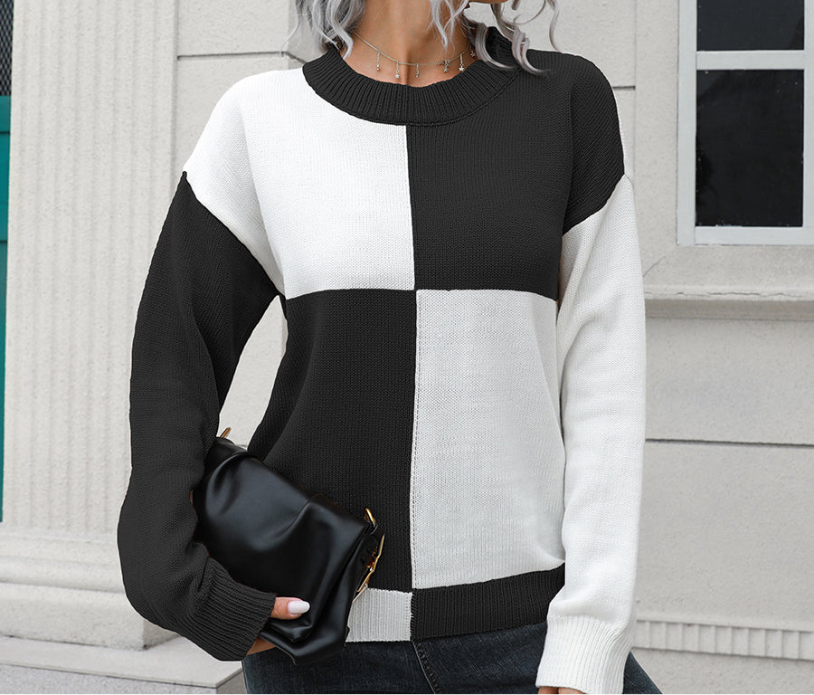 Contrast Drop Shoulder Sweater