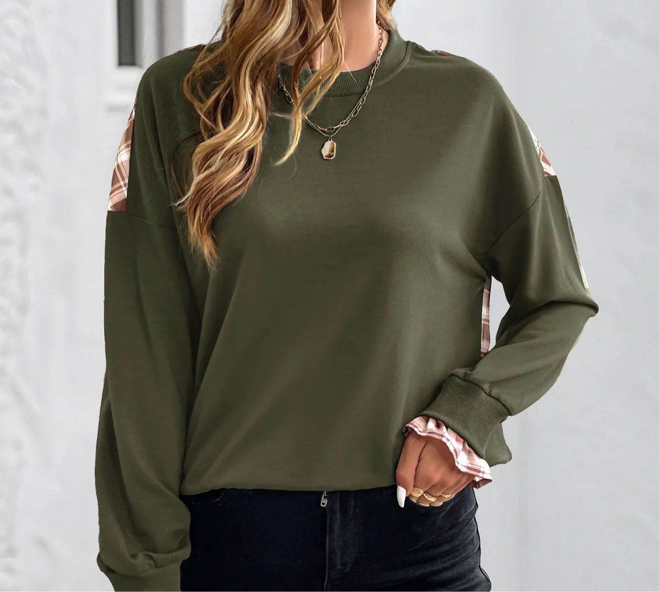 Plaid Long Sleeve Sweatshirt