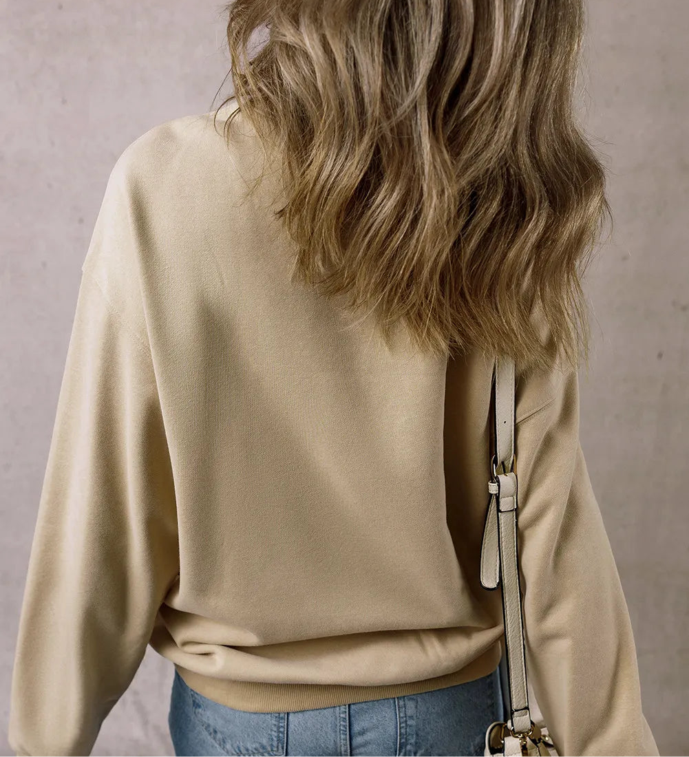 THANKFUL Bow Round Neck Long Sleeve Sweatshirt