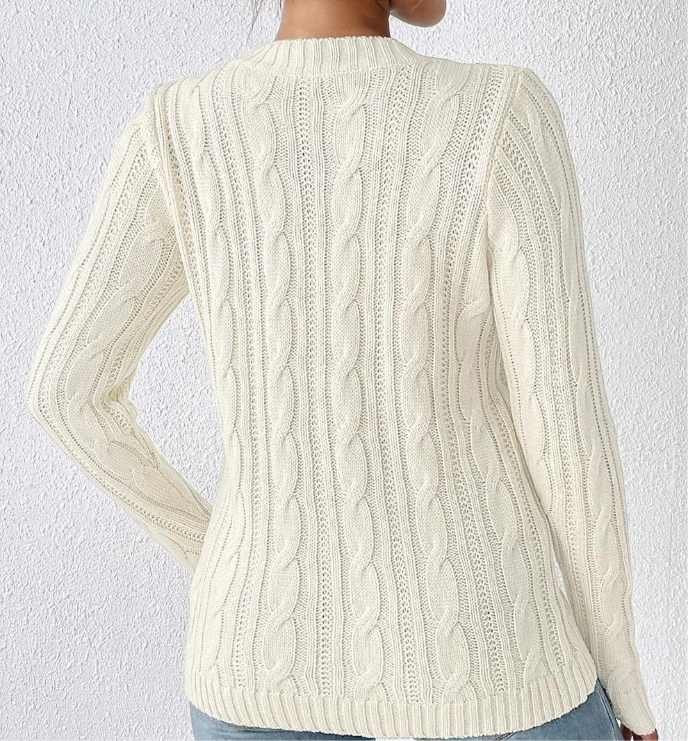 Cable-Knit Round Neck Sweater