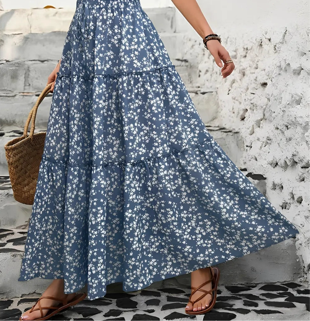 Tiered Floral Maxi Skirt