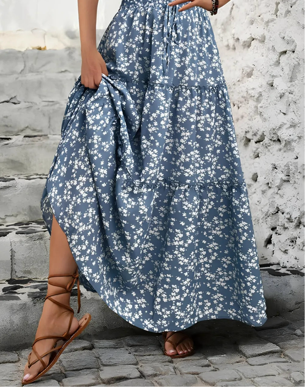 Tiered Floral Maxi Skirt