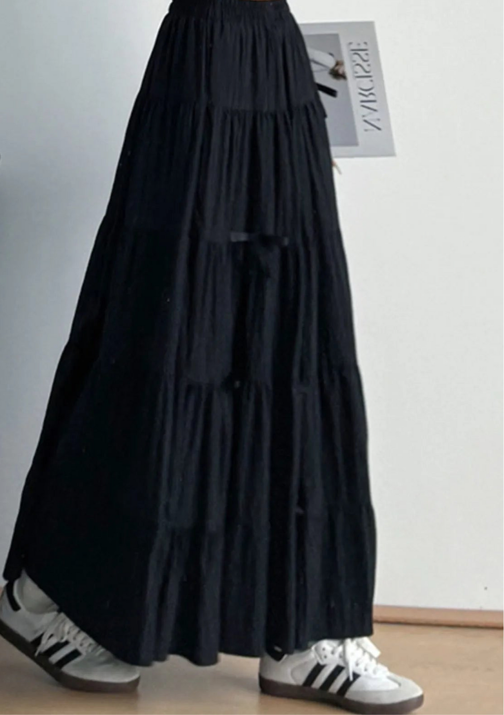 Tiered Elastic Waist Maxi Skirt