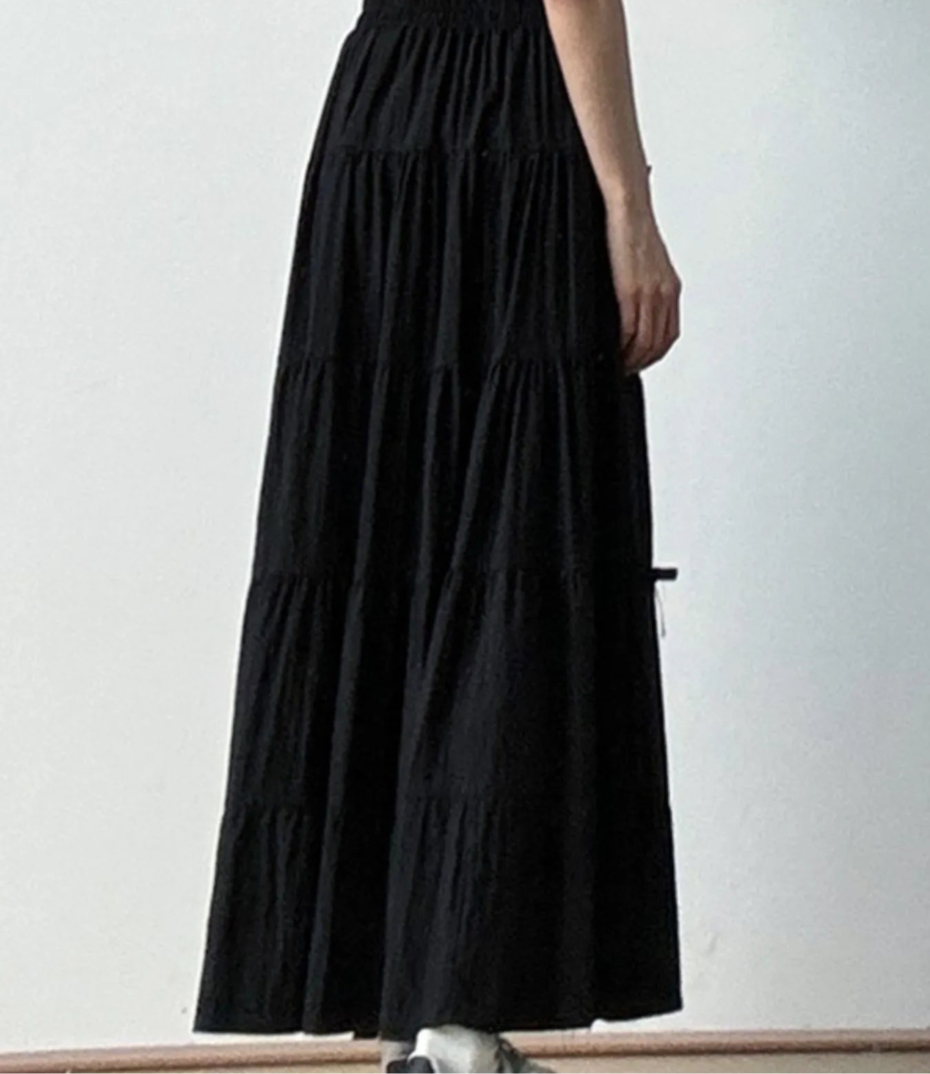 Tiered Elastic Waist Maxi Skirt