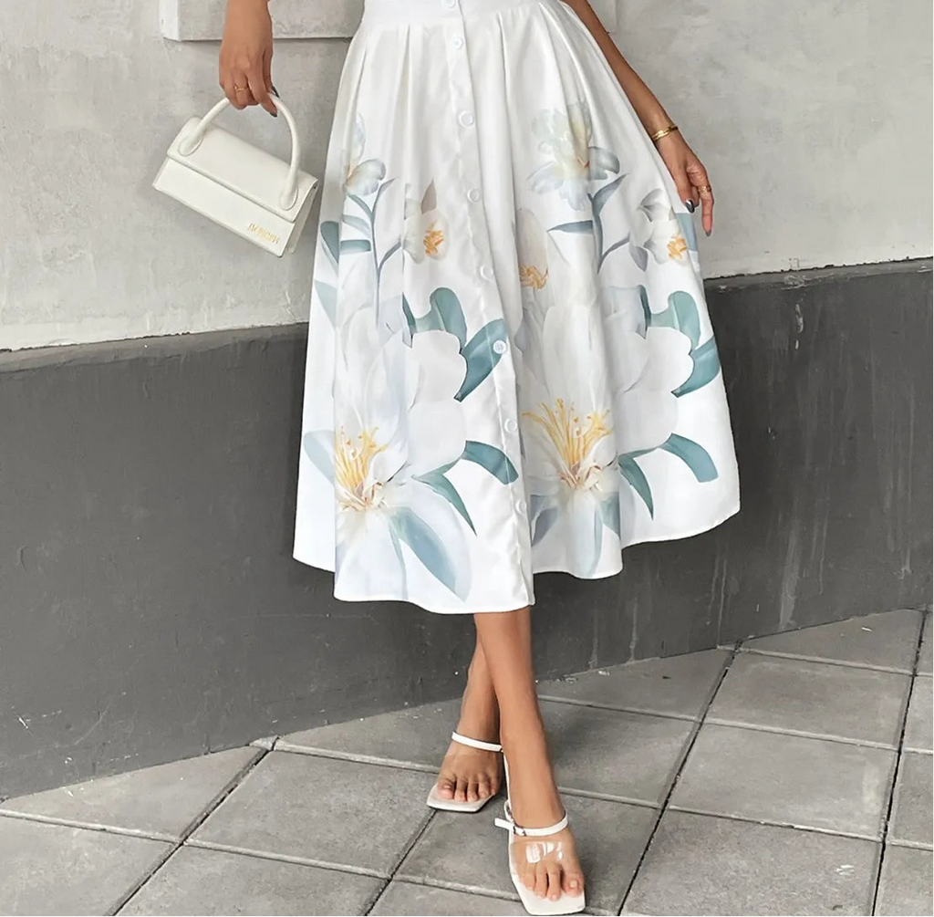 Floral Print Midi Skirt