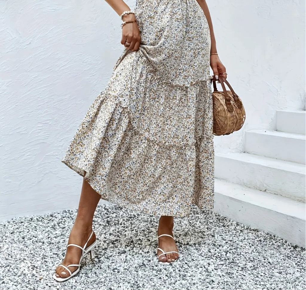 Frill Tiered Printed Skirt