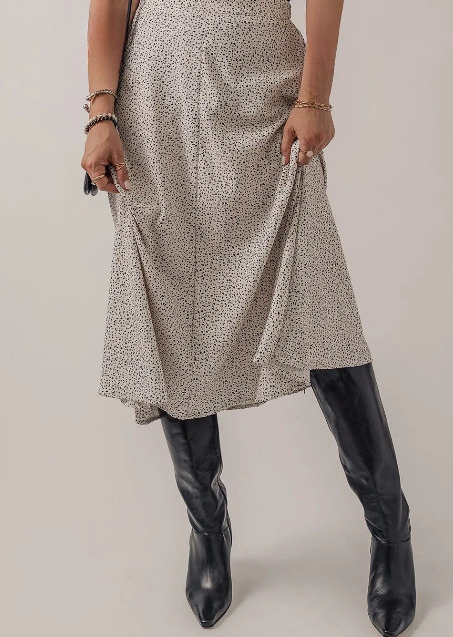 Speckle High Waist Midi Skirt