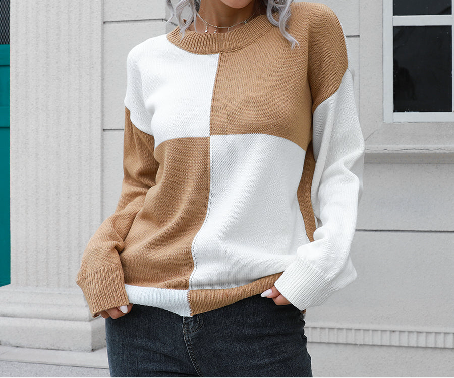 Contrast Drop Shoulder Sweater