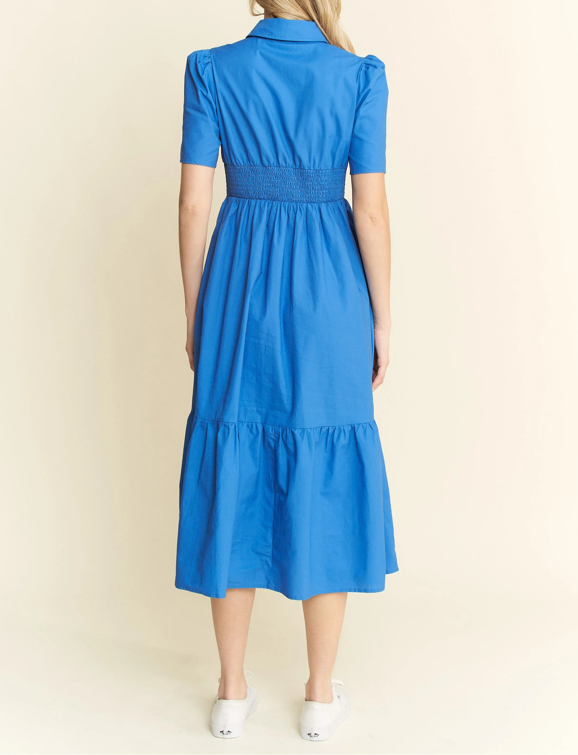 Short Sleeve Button Down Midi Dress