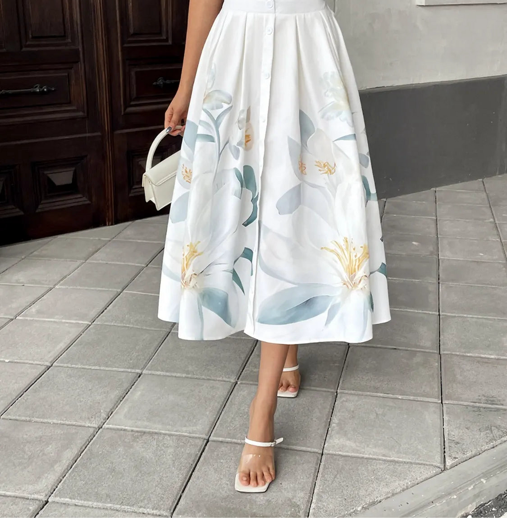 Floral Print Midi Skirt