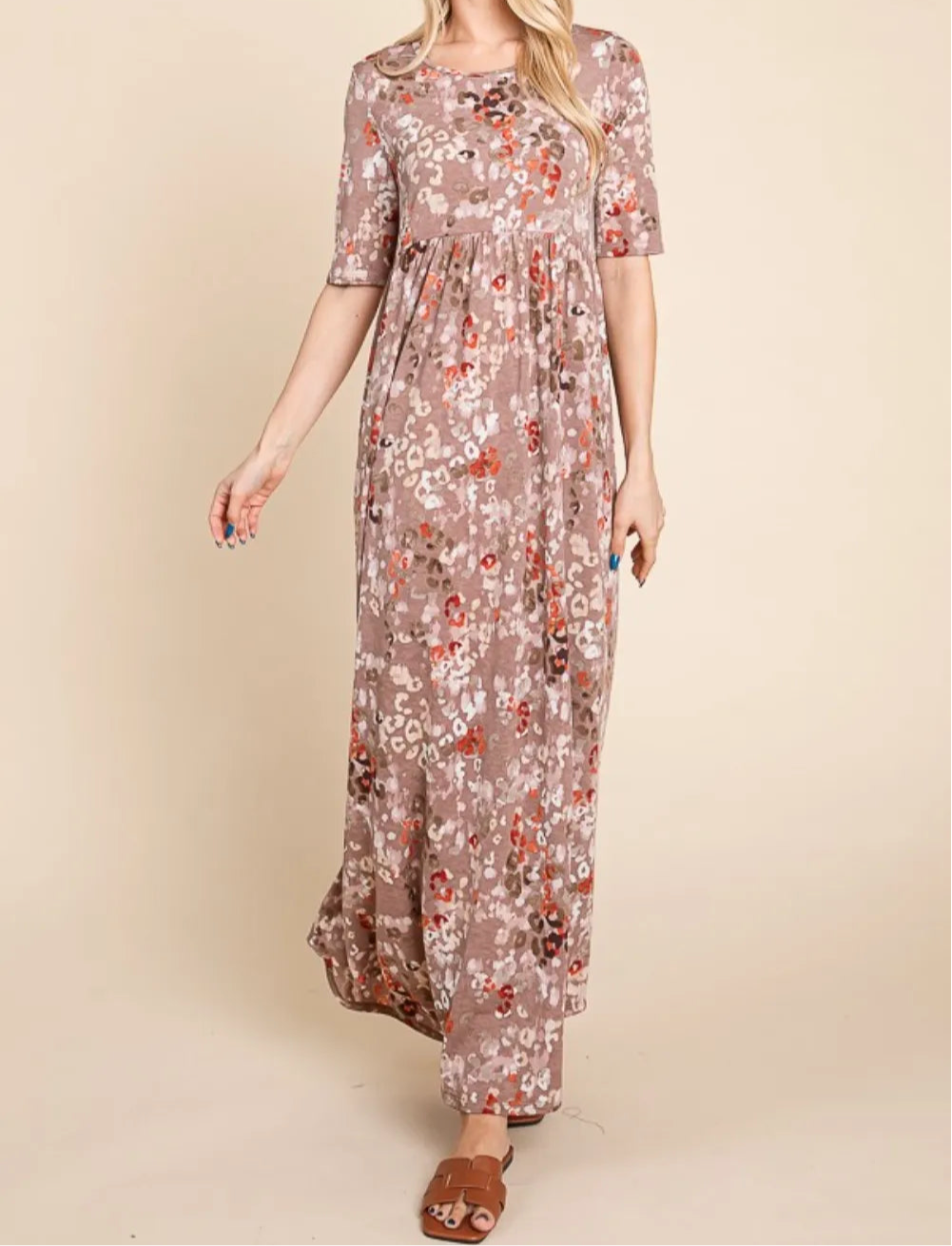 Printed Shirred Maxi Dress