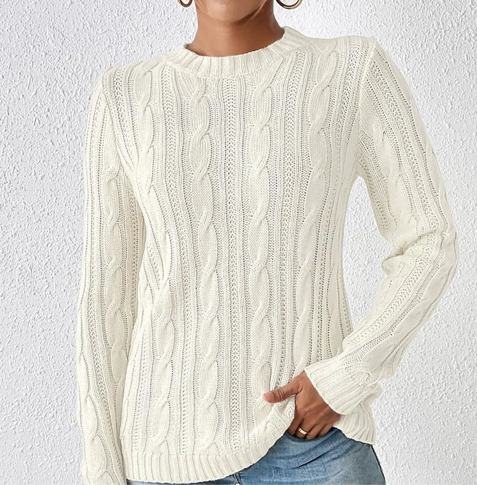 Cable-Knit Round Neck Sweater