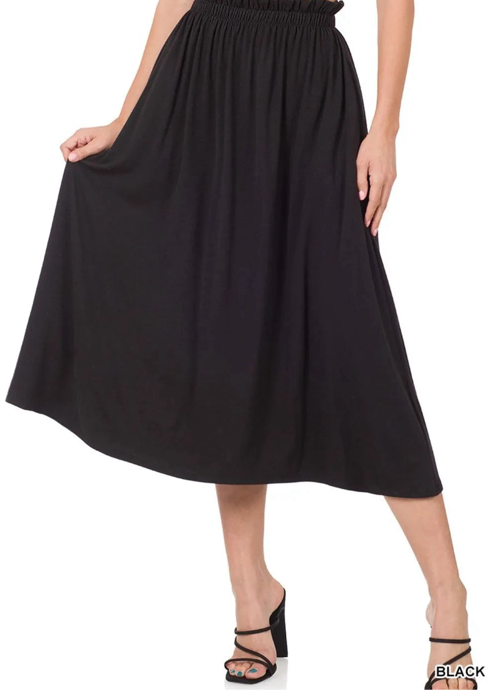 Waist Midi Skirt With Pockets